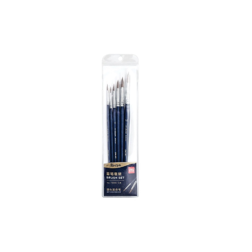 Deli Arte Nuevo Kerek sörtés 6 darabos Ecset készlet 2-12mm - Kék (DEL73893)
