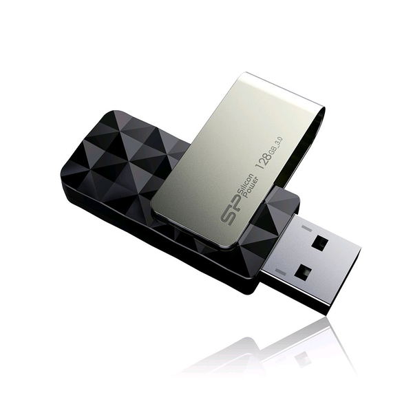 USB памет Silicon Power Blaze B30 Pendrive SP128GBUF3B30V1K, 128GB USB 3.2 Gen 1, черен, сребрист