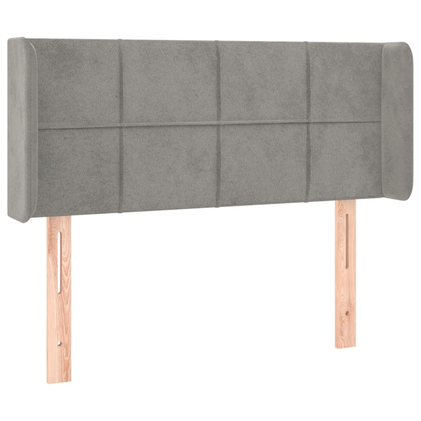 Tăblie de pat cu aripioare gri deschis 103x16x78/88 cm catifea