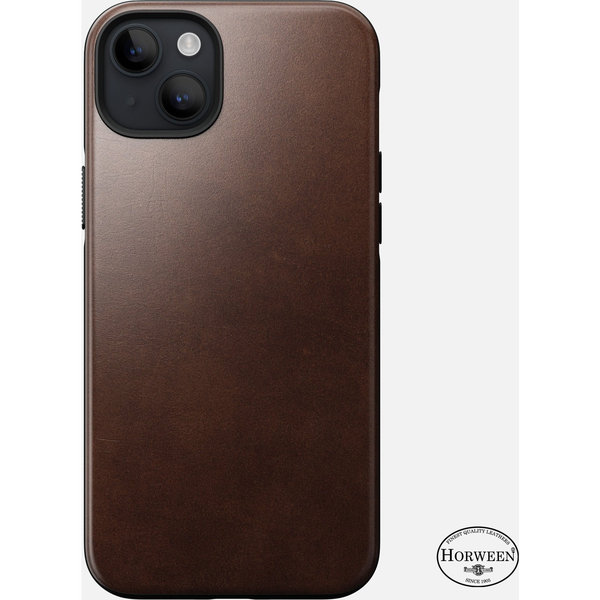 Калъф NOMAD Modern Leather MagSafe от естествена кожа, съвместим с iPhone 14 Plus Brown