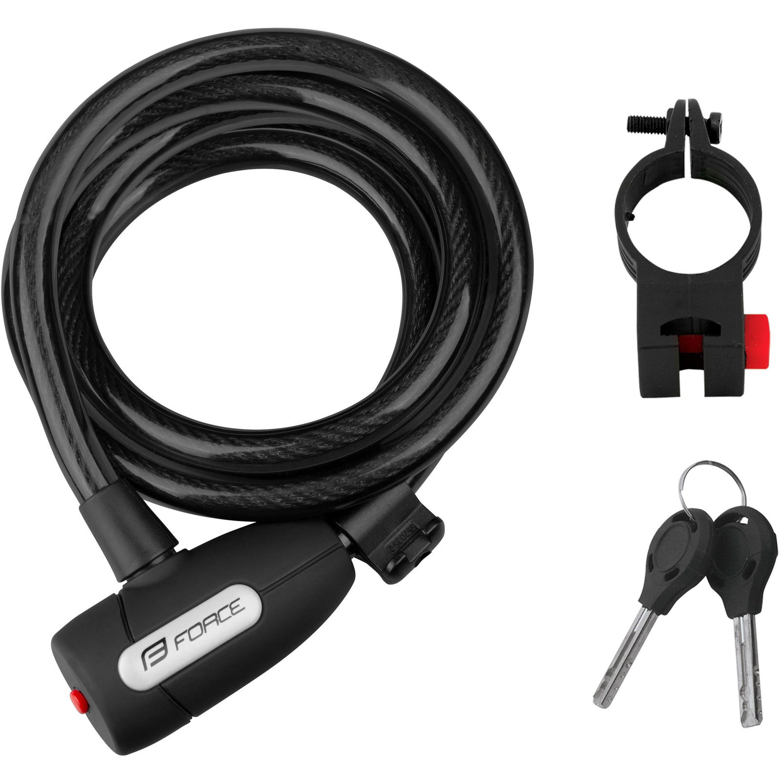 Force Lux Spirálzár + tartó, 180 cm / 12 mm, fekete (49137)