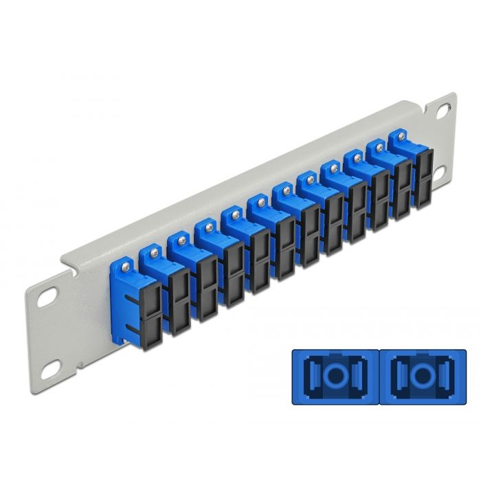 Delock 10 üvegszálas patch panel 12 portos SC Duplex 1U kék szürke (66791) (DE66791)