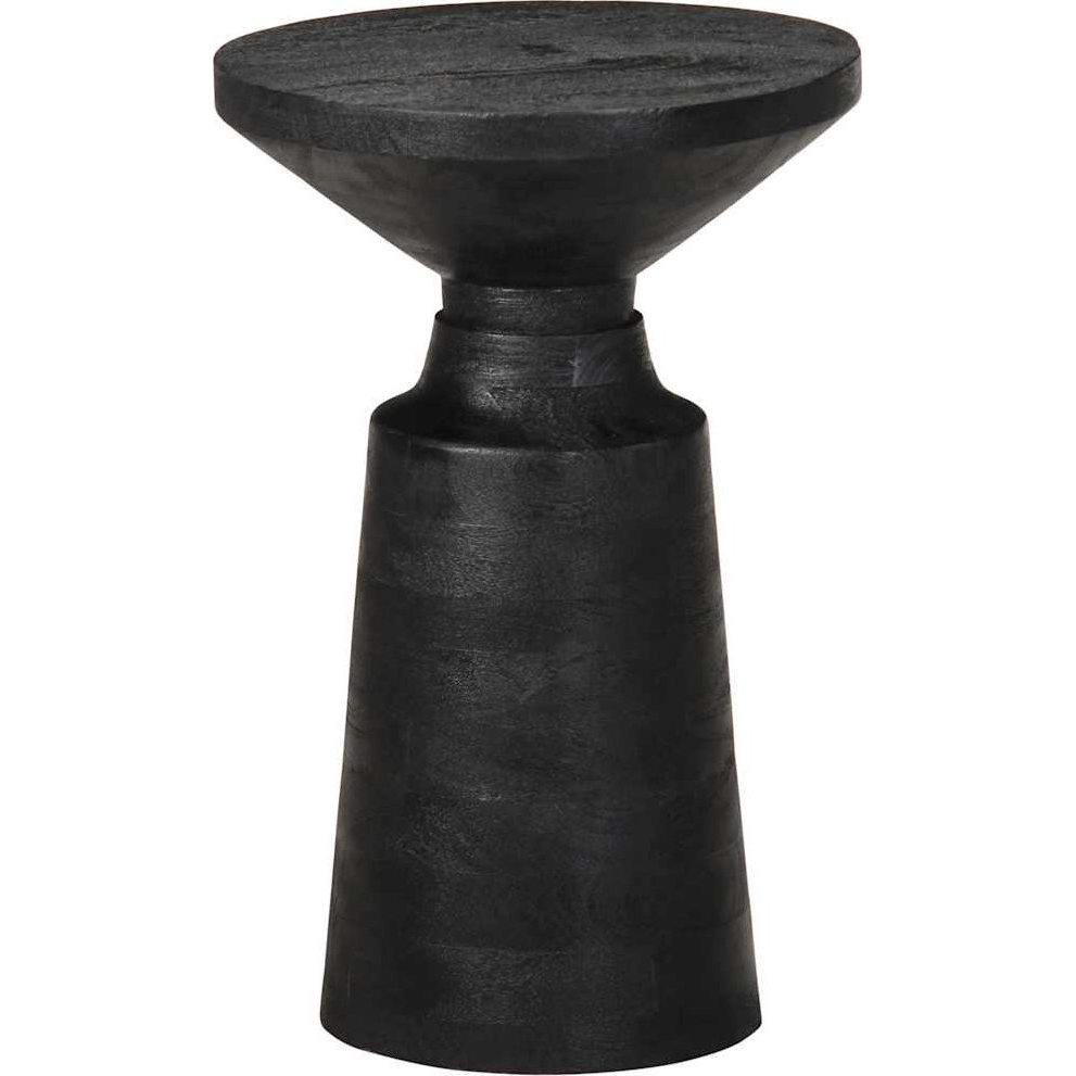 kisasztal fekete Ø33x50 cm tömör mangófa (4017539)