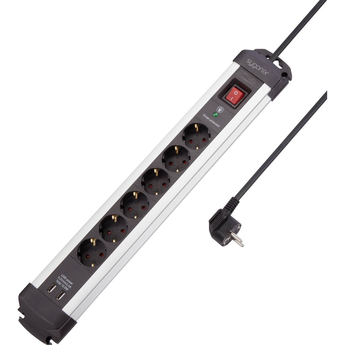 Sygonix túlfeszültség ellen védő elosztó ezüst fekete (SY-4755604) (SY4755604)