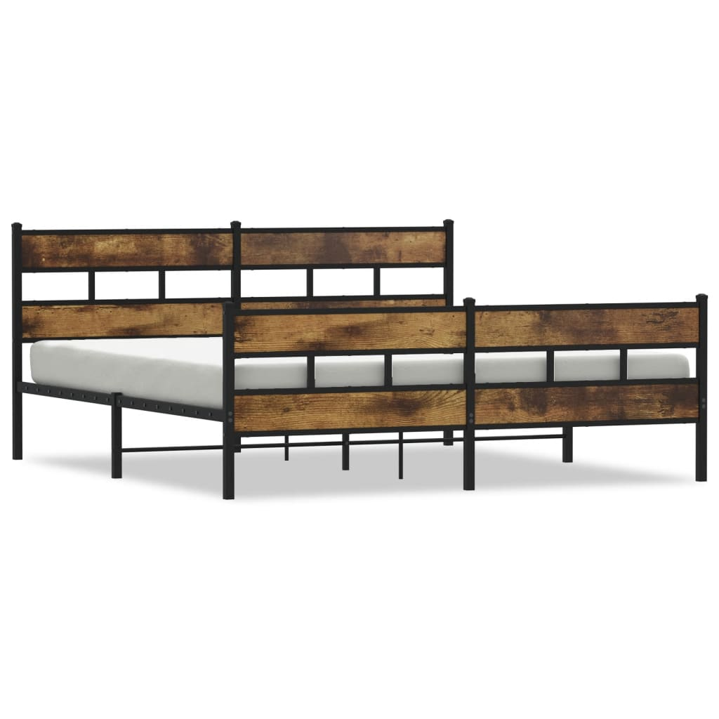 füstös tölgy színű fém ágykeret matrac nélkül 180 x 200 cm (3308466)