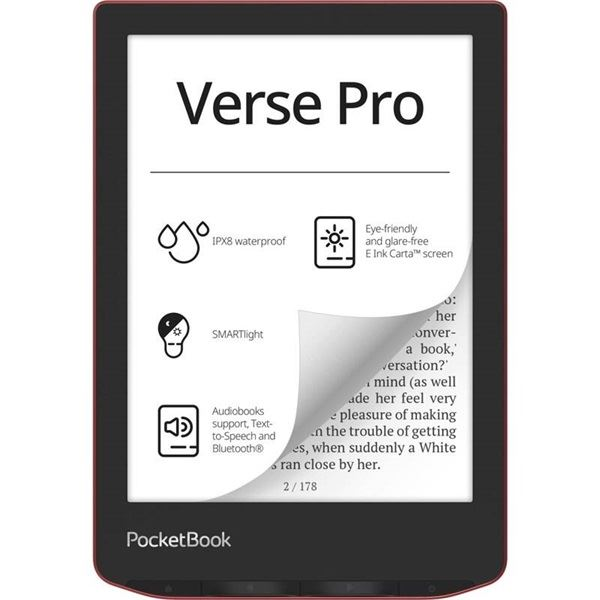 EBook четец PocketBook PB634 Verse Pro, 16GB, Bluetooth, Страстно червен