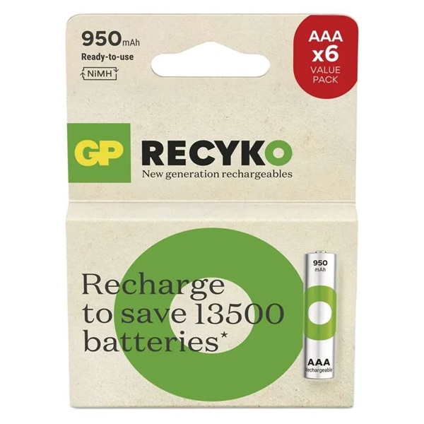 GP ReCyko NiMH Akkumulátor HR03 (AAA) 950mAh 6db (B2511V)