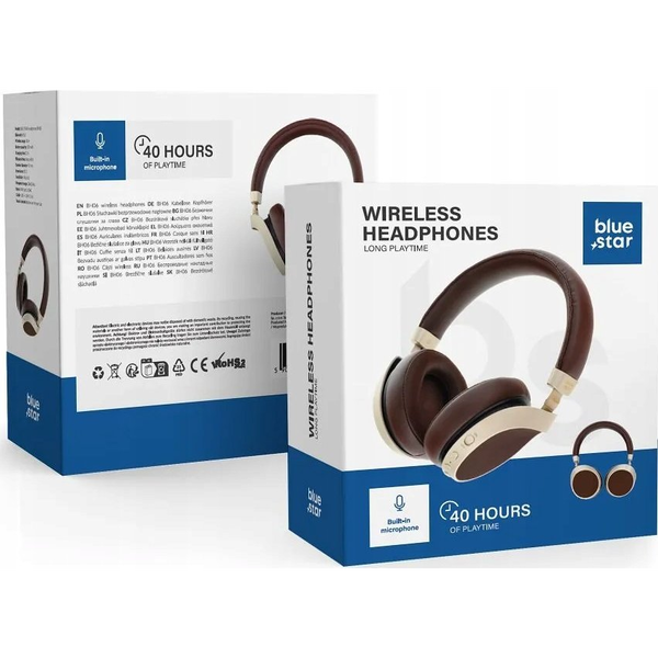 Blue Star BH06 безжични слушалки, кафяви