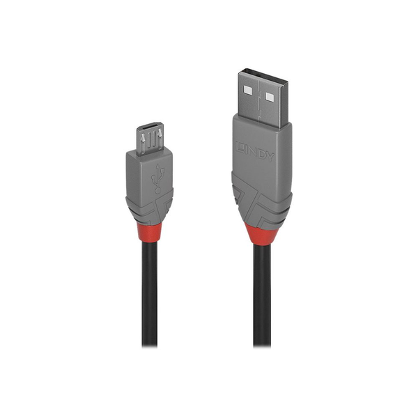 Lindy 36733 câble USB USB 2.0 2 m USB A Micro-USB B Noir, Gris