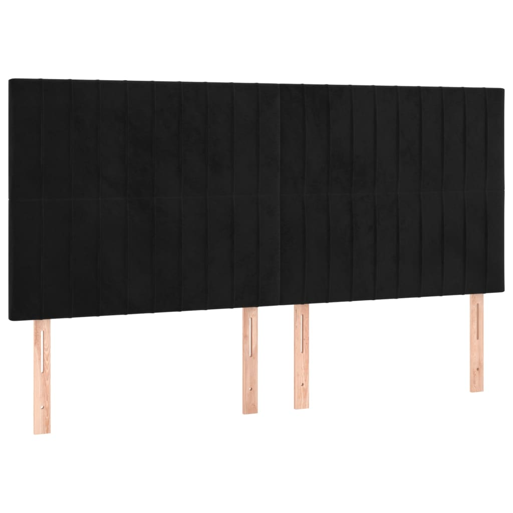 4 db fekete bársony fejtámla 100x5x78/88 cm (3116638)