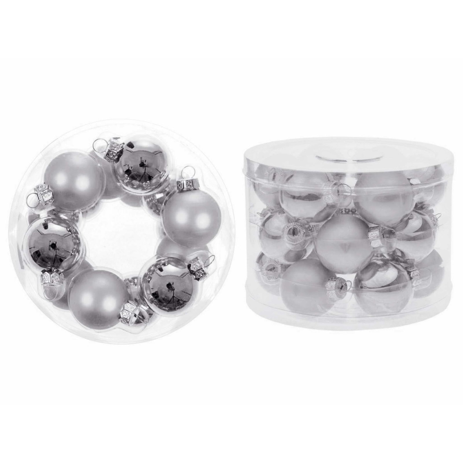 LAALU Karácsonyi dísz - gömb, ezüst, 4 cm átmérőjű, 18 db (LAU-2023)