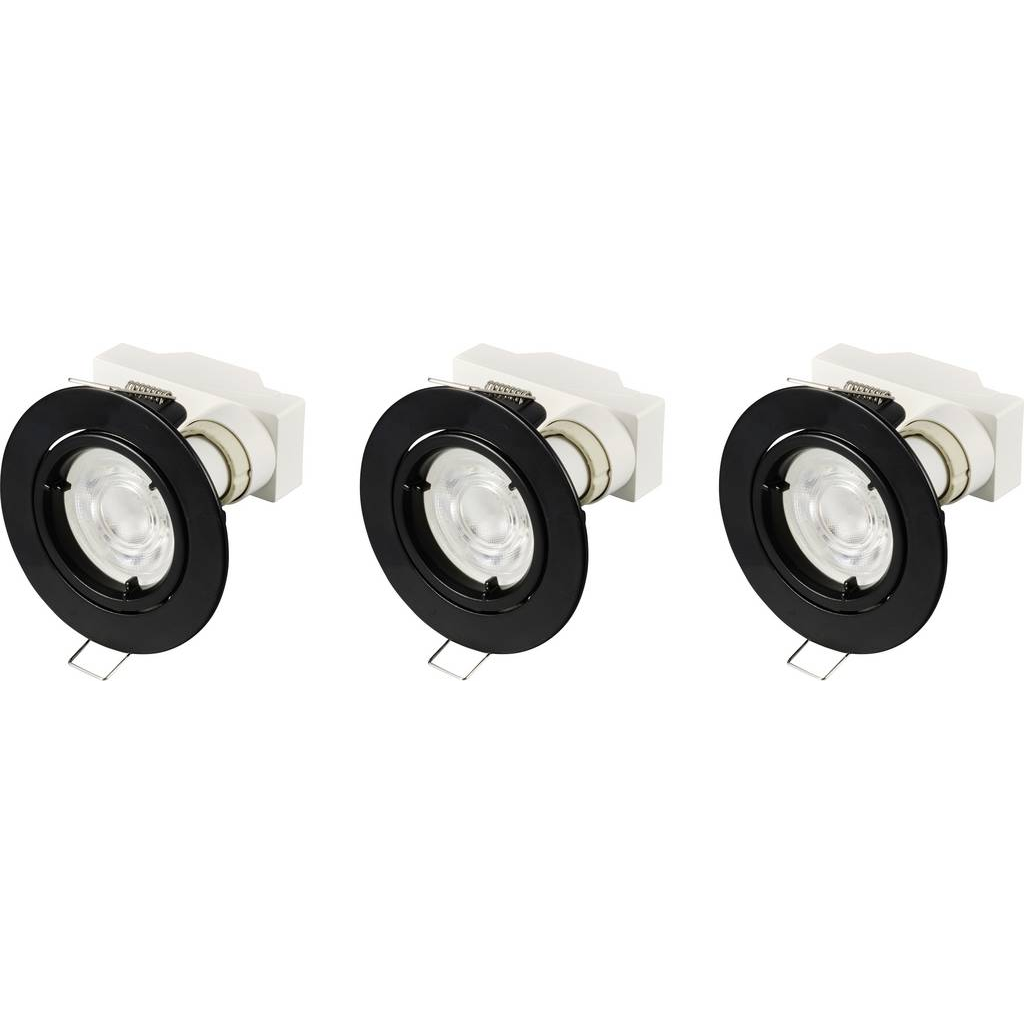 Sygonix LED-es beépíthető lámpa 3 részes készlet LED GU10 3 W Fekete (SY-6417590) (SY-6417590)