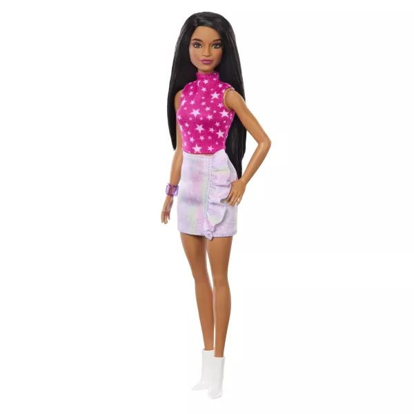 Mattel Barbie: Fashionista 65. évfordulós baba csillagos pink topban (HRH13) (HRH13)