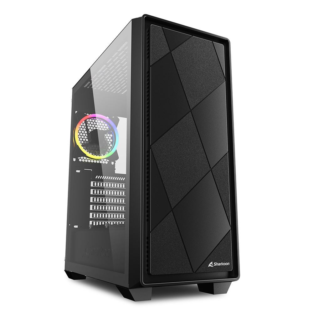 Sharkoon VS8 RGB Black táp nélküli ablakos ház fekete (4044951039081) (4044951039081)