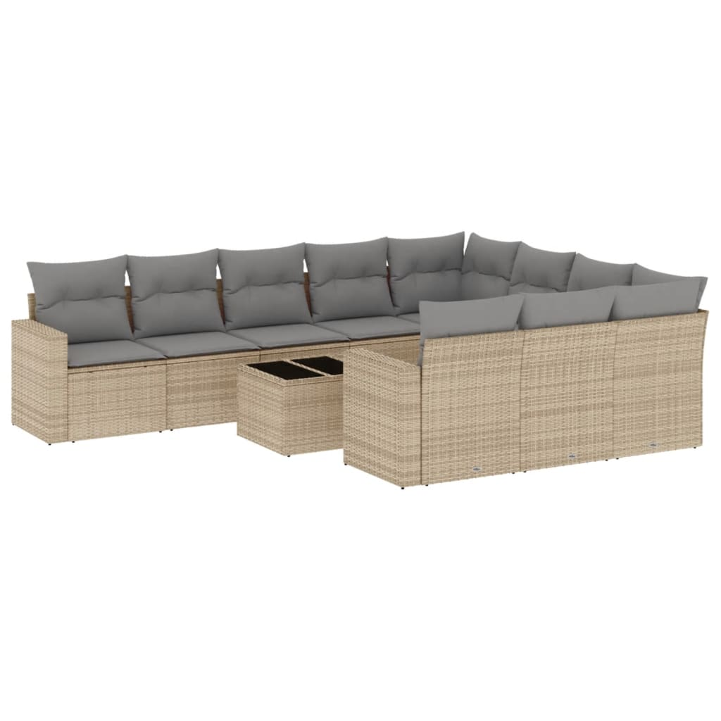 11 részes bézs polyrattan kerti ülőgarnitúra párnákkal (3219489)