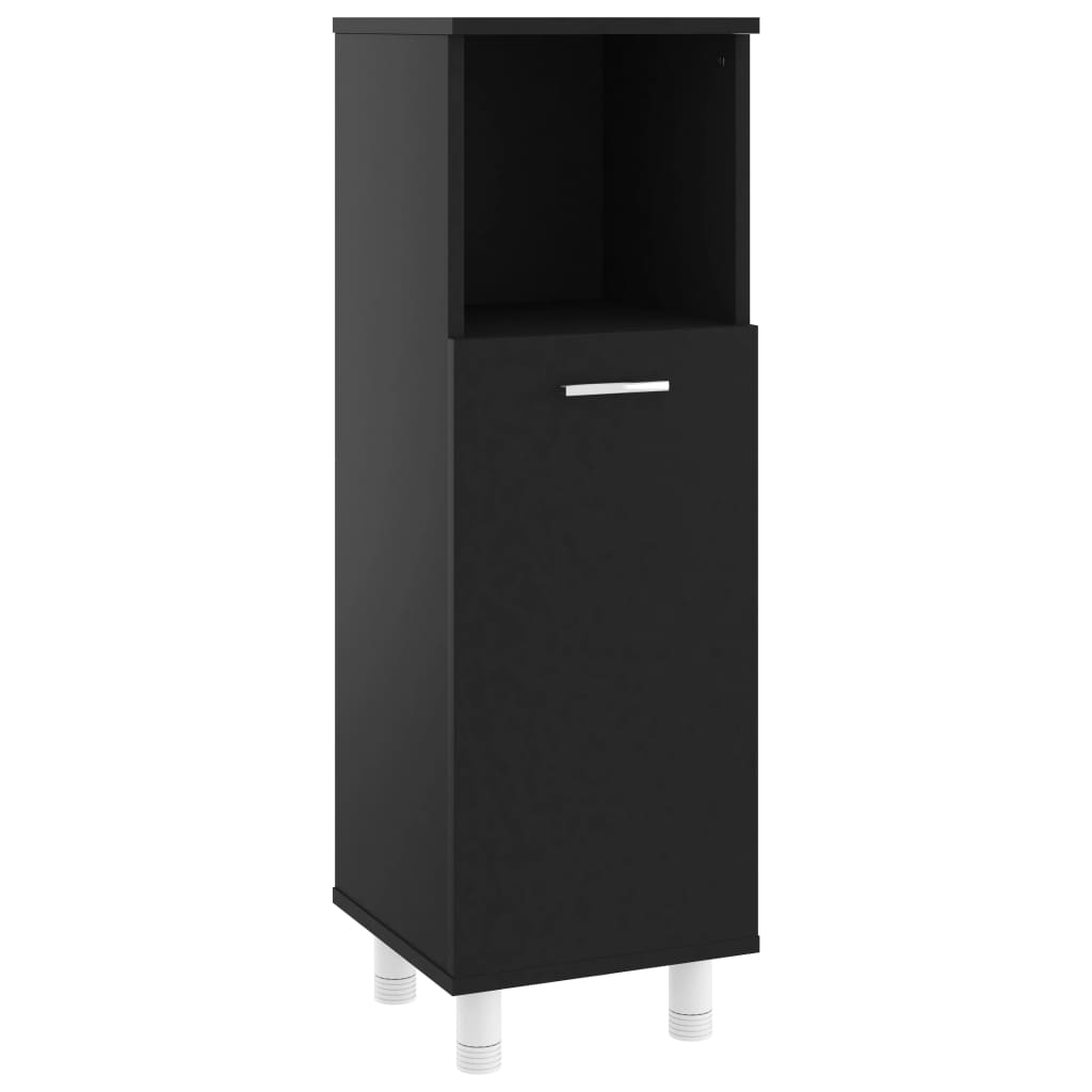 fekete forgácslap fürdőszobaszekrény 30 x 30 x 95 cm (802616)
