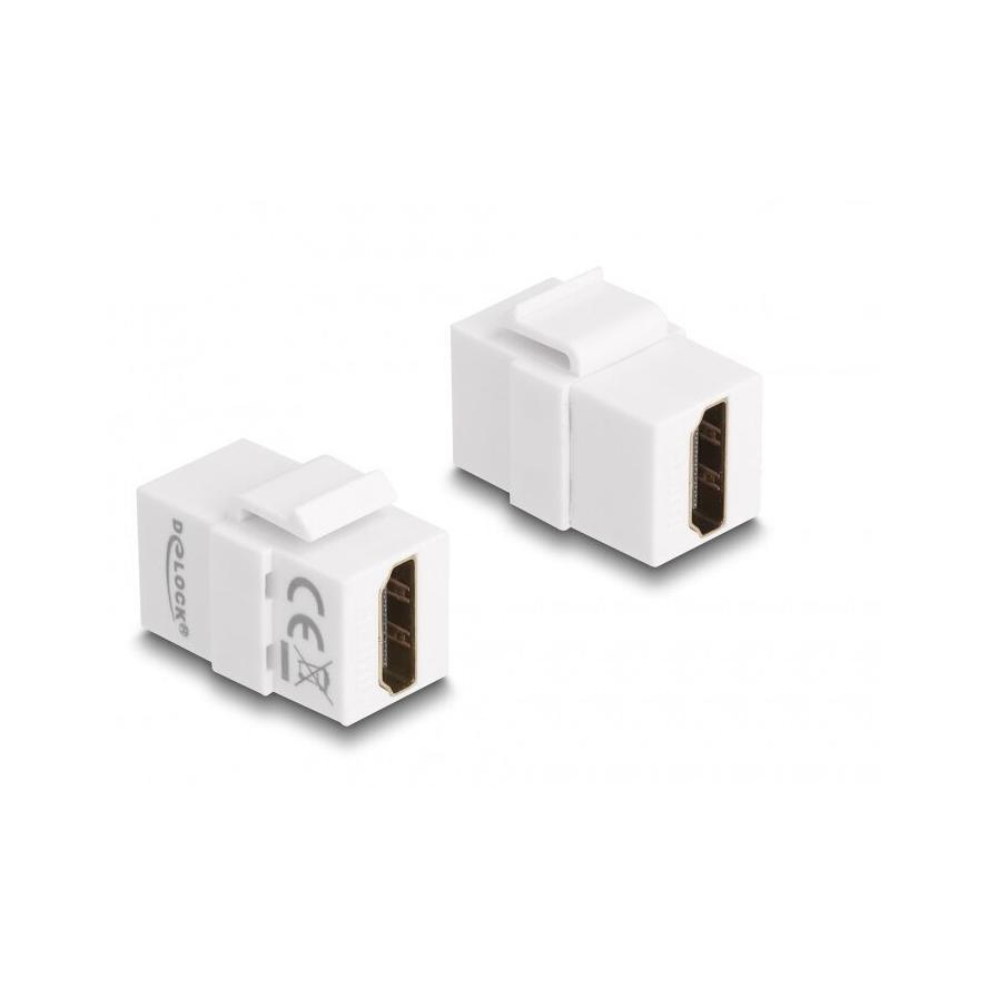 Delock Keystone modul, HDMI-csatlakozóhüvely > HDMI-csatlakozóhüvely, fehér (87876) (87876)