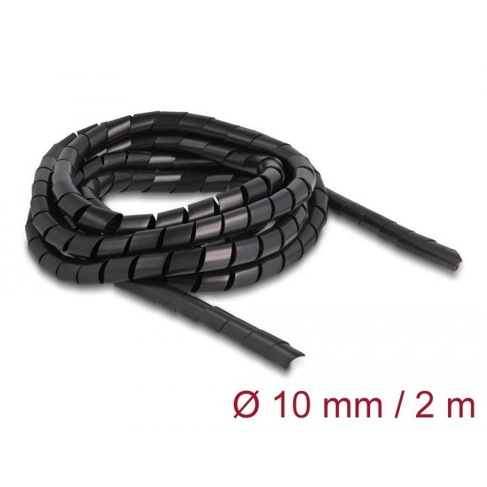 Delock spirál flexibilis kábelburkolat 2m x 10mm fekete (19014) (delock19014)