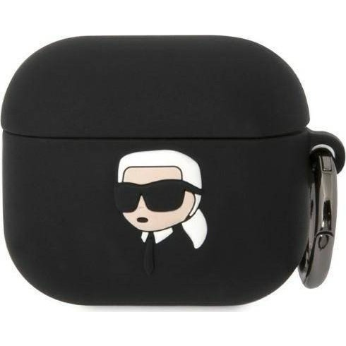 CG MOBILE KARL LAGERFELD 3D LOGO NFT KARL HEAD szilikon tok (karabíner) FEKETE Apple AirPods 3 (KLA3RUNIKK)