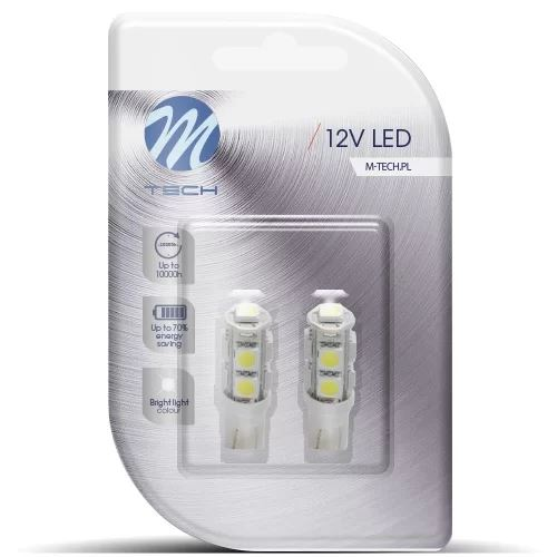 M-Tech T10 LED 9x5050 SMD fehér színű 1db (72LB058W) (72LB058W)