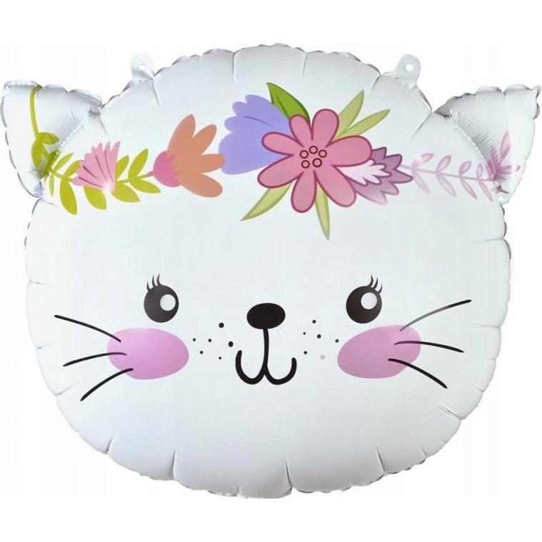 Godan Cica virágkoszorúval fólia lufi - 44 x 35 cm (BF-HKOT) (BF-HKOT)