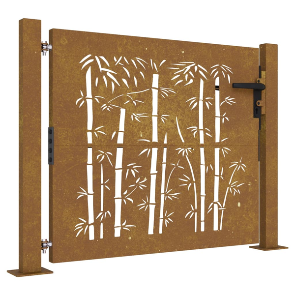 bambuszmintás corten acél kerti kapu 105 x 105 cm