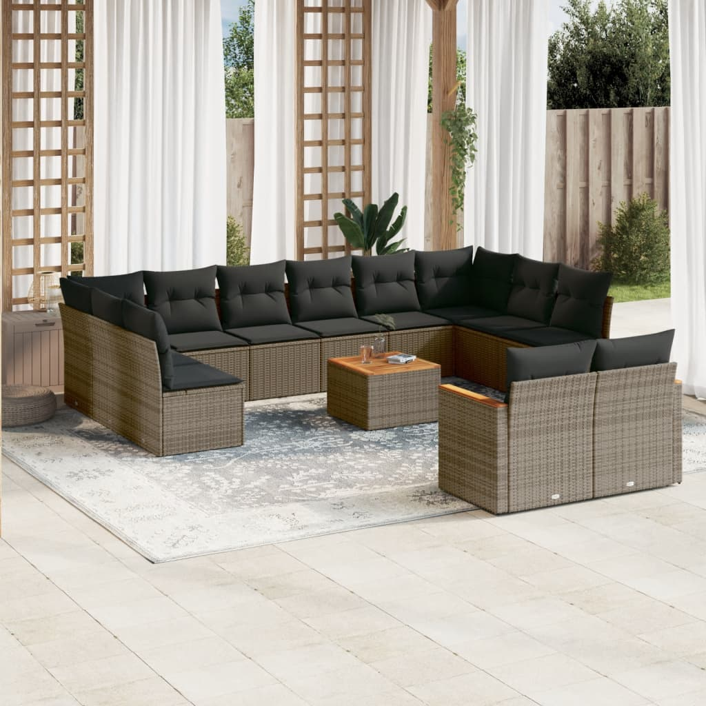 13 részes szürke polyrattan kerti ülőgarnitúra párnákkal (3258854)