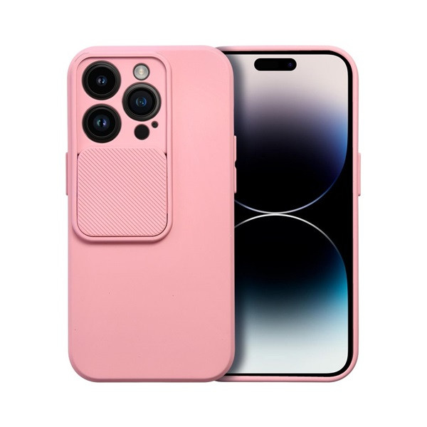 Slide Apple iPhone 14 Pro, kameravédős szilikon tok, rózsaszín