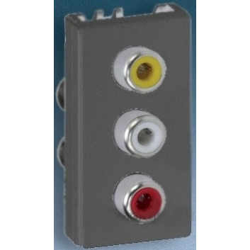 Placa K45 Medio Mecanismo Con 3 Conectores Rca Audio Gris Grafito Simon K105b/14