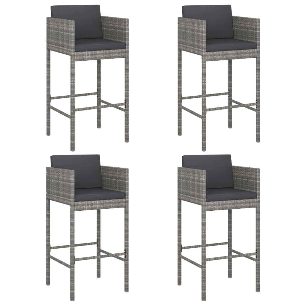 4 db szürke polyrattan bárszék párnával (316661)