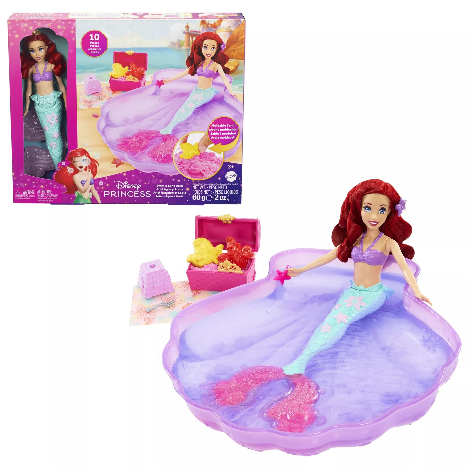 Mattel Disney hercegnők Ariel baba medencével és homokgyurmával (HWB39)