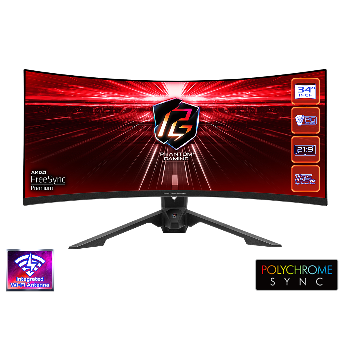 ASRock PG34WQ15R3A 34" Ívelt Gaming Monitor 165Hz