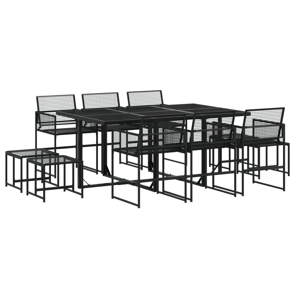 11 részes fekete polyrattan kerti étkezőgarnitúra (3295044)