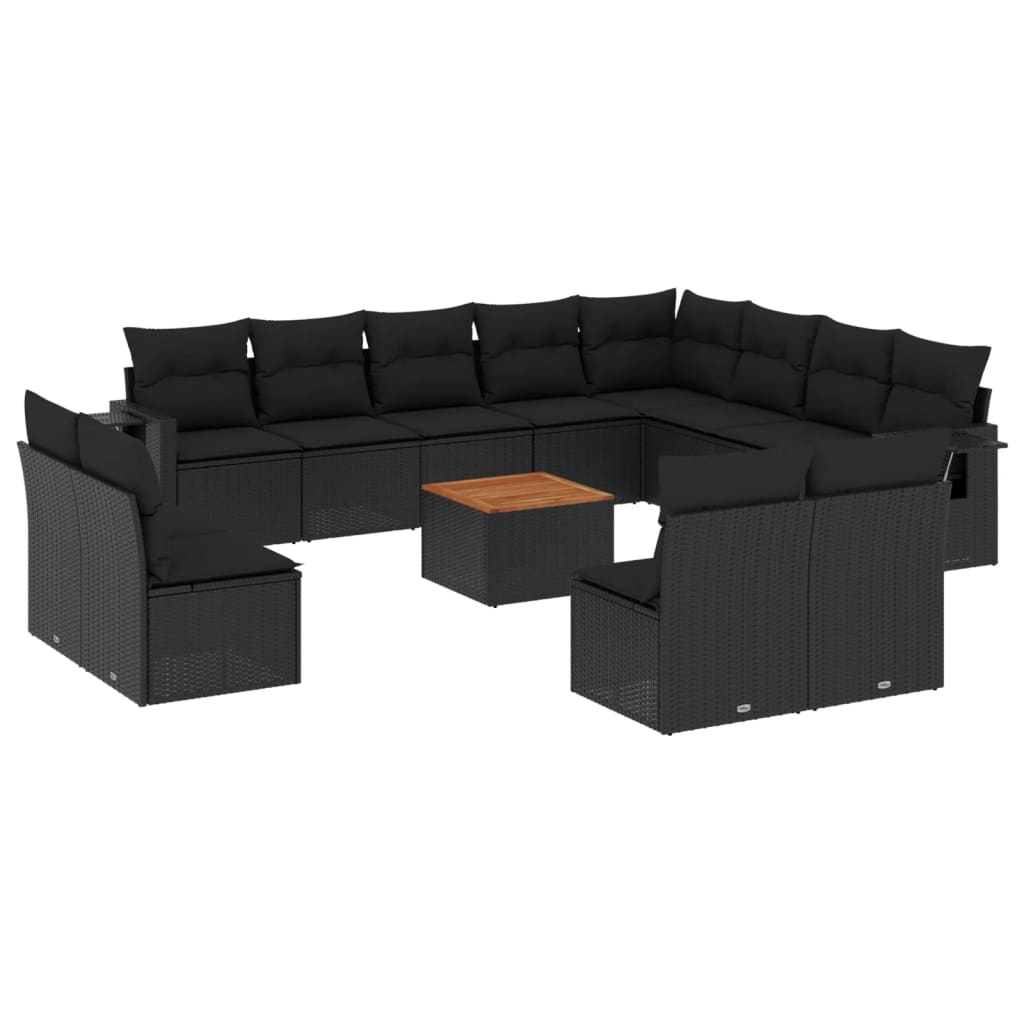 13 részes fekete polyrattan kerti ülőgarnitúra párnákkal (3224809)