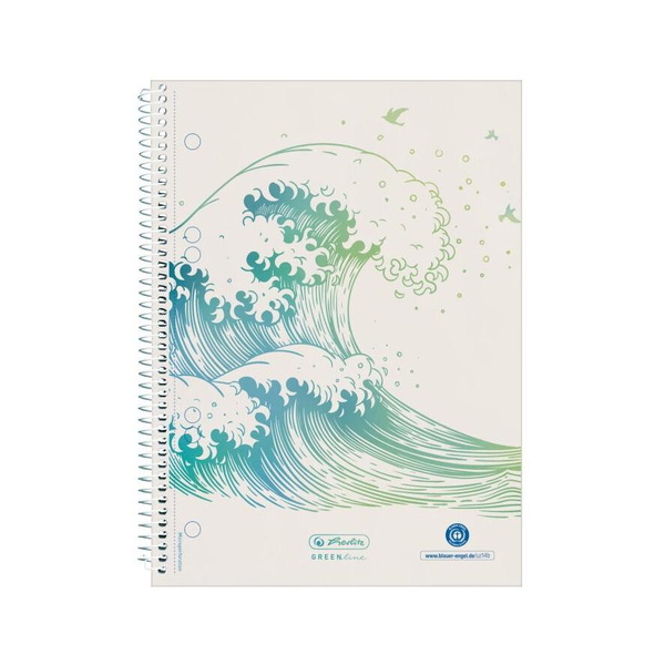Herlitz Spiralblock A5 70 Bl. kariert  GREENline Welle