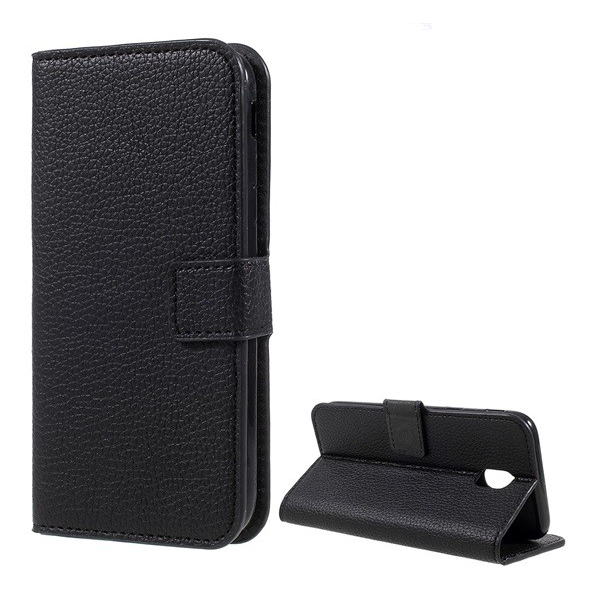 Tok álló, bőr hatású (FLIP, oldalra nyíló, asztali tartó funkció, prémium) FEKETE [Samsung Galaxy J3 (2017) SM-J330 EU] (5996457760961)