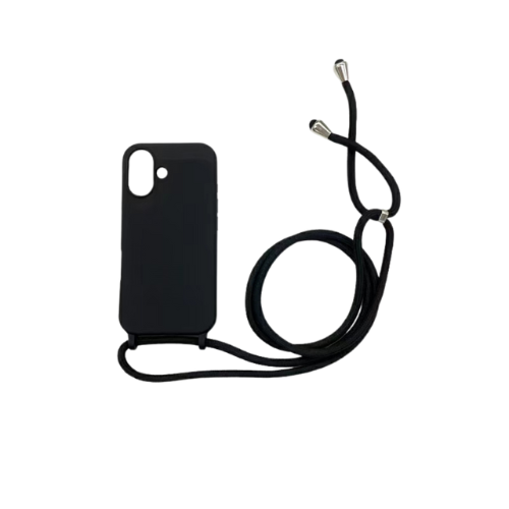 iPhone 16 TPU+PC Fekete tok,Fekete zsinórral (CEL-FEST-IPH16BK-BK)