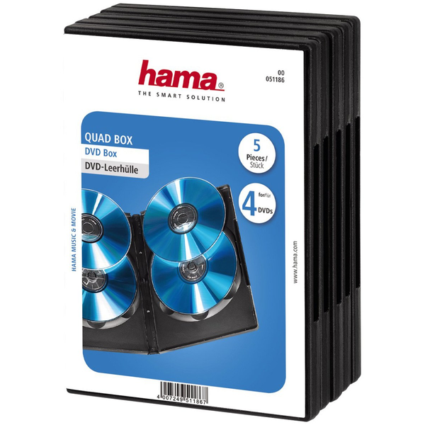 Hama DVD Quad Box, Black, Package of 5 pieces 4 dischi Nero