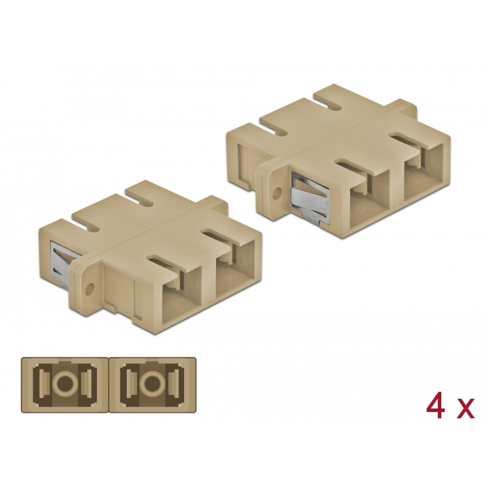 Delock SC optikai szálas csatlakozó duplex anya - SC duplex anya, multimódosú 4 db. bézs (85996) (85996)