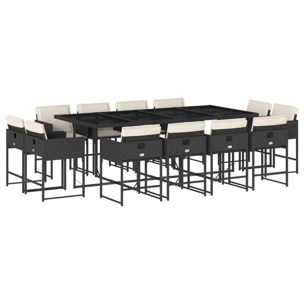 13 részes fekete polyrattan kerti ülőgarnitúra párnákkal (3278165)