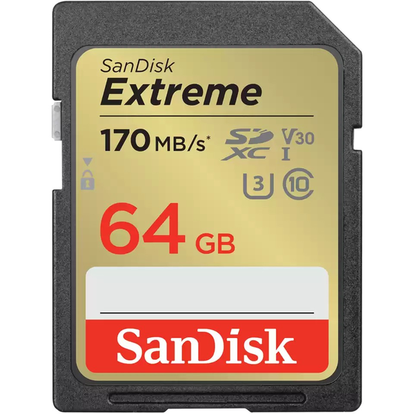 SanDisk Extreme SDXC 64 GB Class 10 UHS-I/U3 V30 (SDSDXV2-064G-GNCIN)