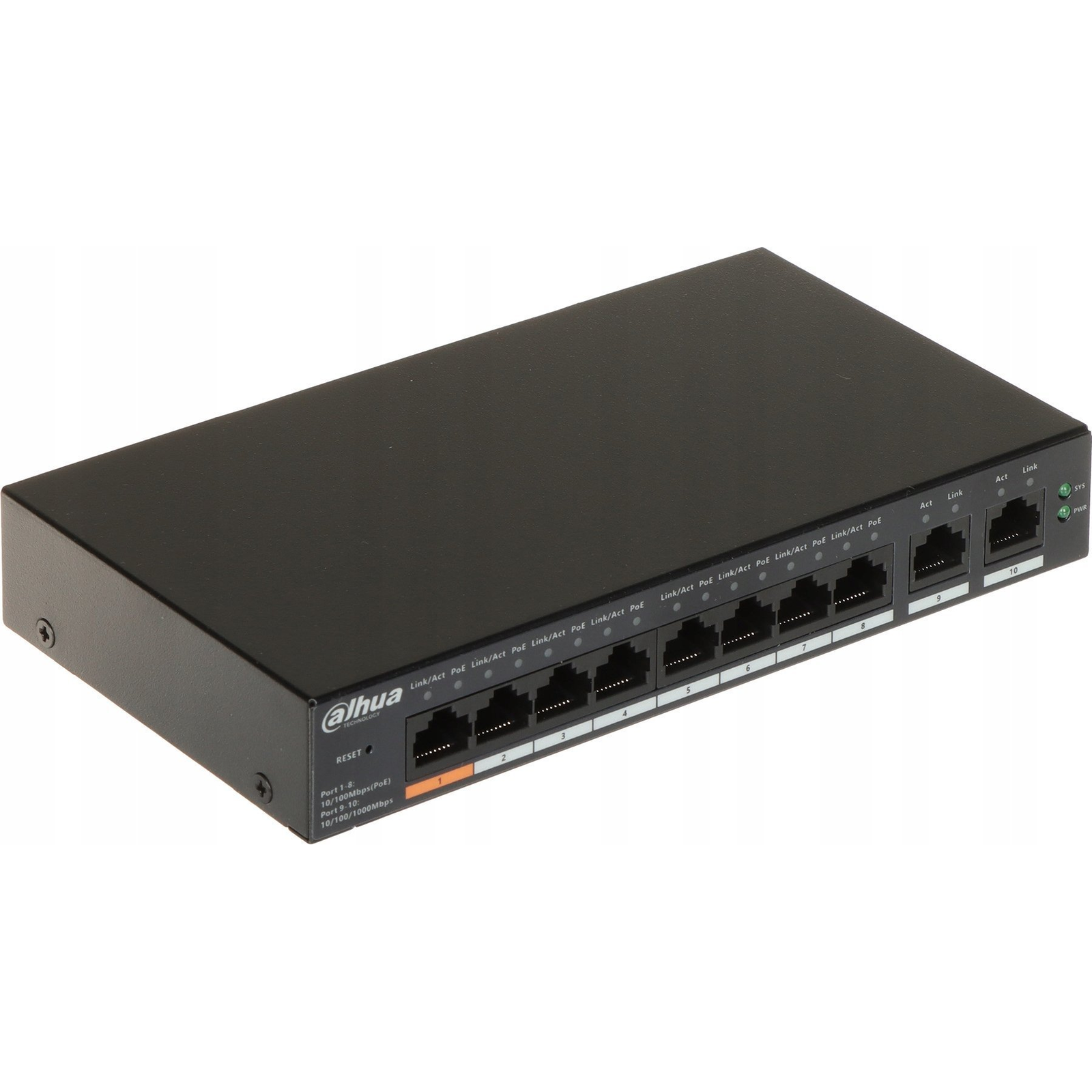 Dahua CS4010-8ET-60 8x10/100 Mbps PoE + 2x1 Gbps uplink/60W/Cloud Managed PoE Switch (CS4010-8ET-60)