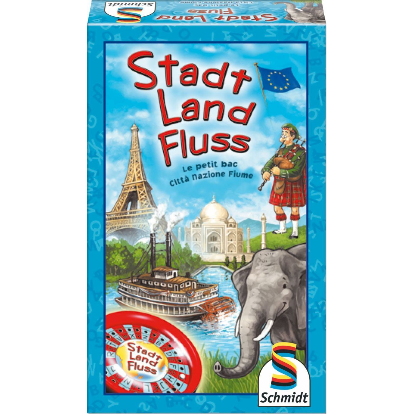 Schmidt Város, Ország, Folyó fémdobozban (51212) Stadt, Land, Fluss (51131) társasjáték (6657-183) (6657-183)