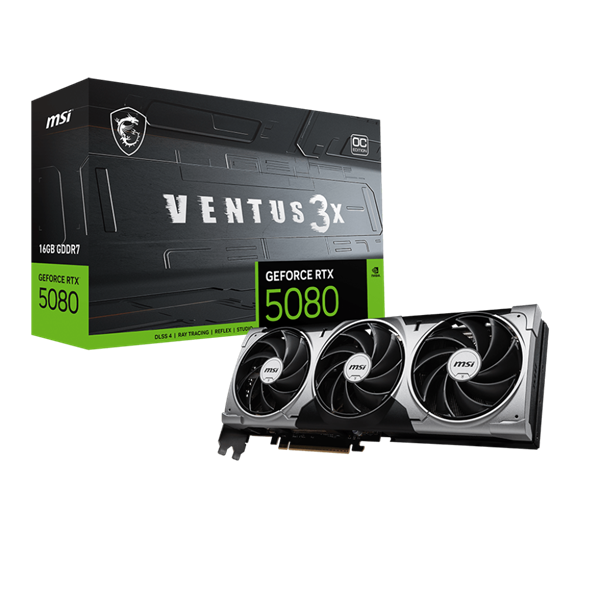 MSI Videokártya PCI-Ex16x nVIDIA RTX 5080 VENTUS 3X 16GB DDR7 OC (RTX 5080 16G VENTUS 3X OC)