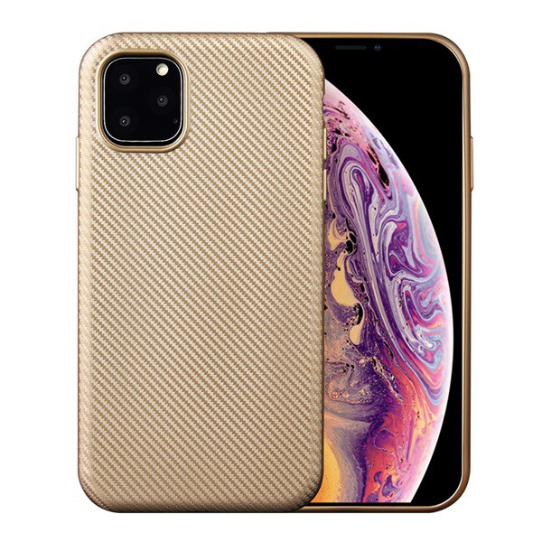 Szilikon telefonvédő (karbon minta) ARANY [Apple iPhone 11 Pro] (5996457903269)