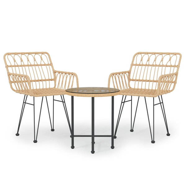 Set mobilier de grădină, 3 piese, poliratan