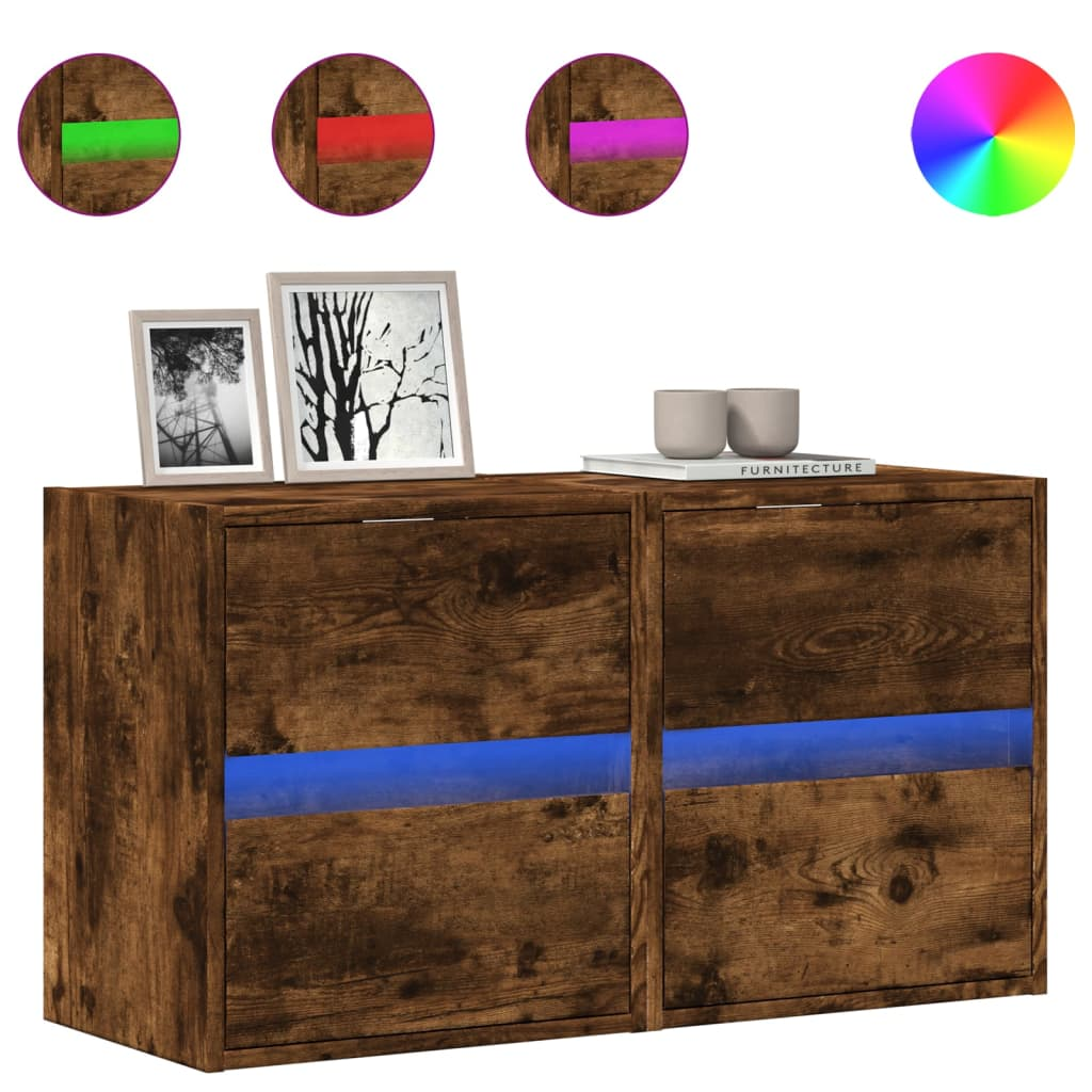 2 db füstös tölgy fali TV-szekrény LED-ekkel 41 x 31 x 45 cm (852280)