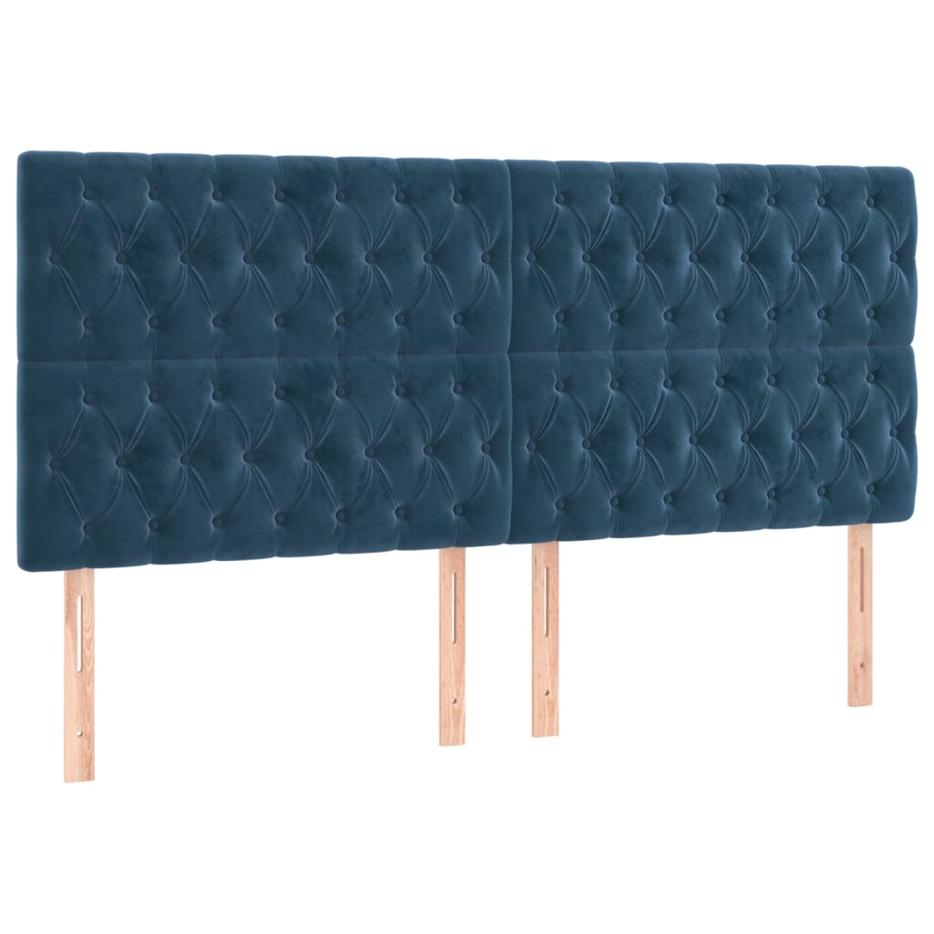 4 db sötétkék bársony fejtámla 100x7x78/88 cm (3116738)