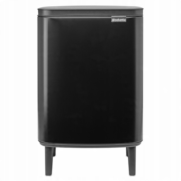Brabantia Bo Waste Bin Hi hulladékgyűjtő felnyitható, Soft-Close fedéllel, magasított, lábakon álló, műanyag tartály, 12L - C méret, acél, matt fekete - 227226