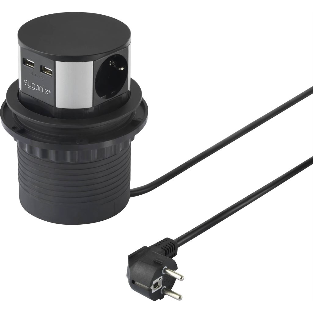 Sygonix SY-4780156 Elosztó torony Fekete, Ezüst Védőérintkezős 1,5m (SY-4780156)